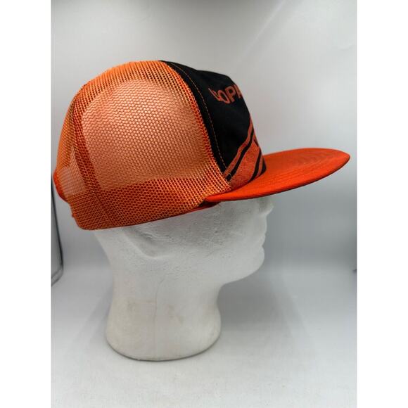 Vtg Leopards Van Vleck Snapback Mesh Trucker Hat Cap Black Orange High School - Picture 4 of 11